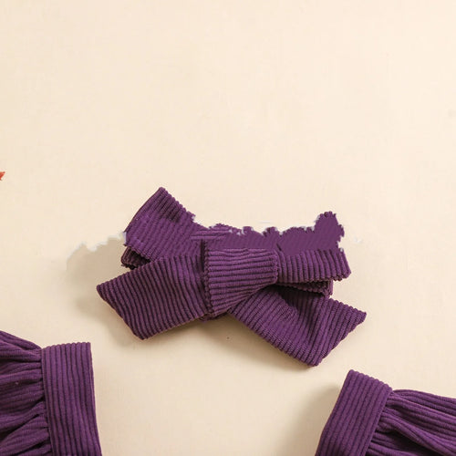 Purple linen cotton triangle baby jumpsuit with embroidery and headband for 70-100cm toddlers