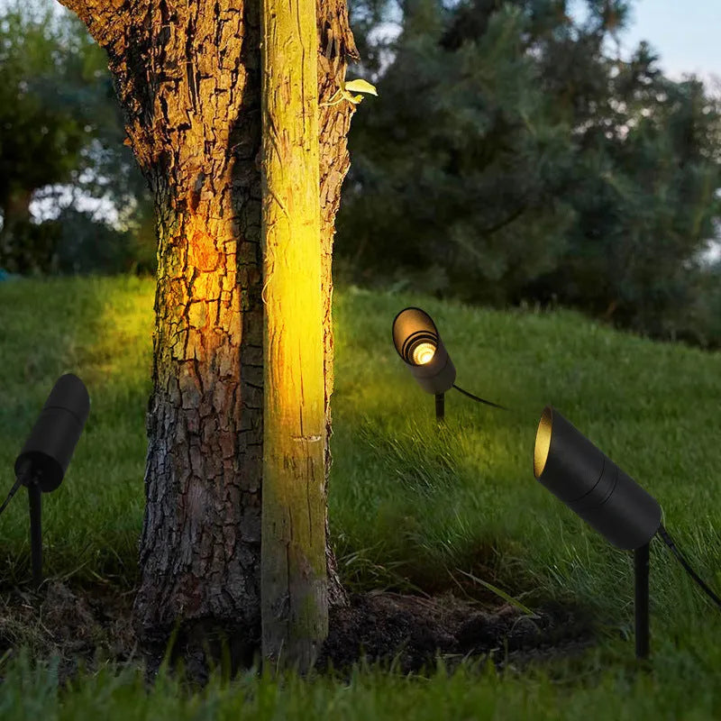 Black aluminium outdoor ground lamp with IP65 waterproof rating for garden pathway lighting