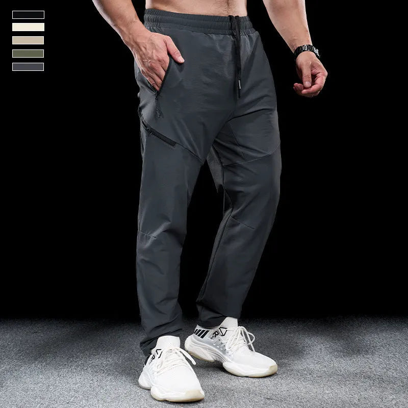Men's waterproof quick-drying nylon exercise trousers in Army Green colour