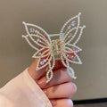 Butterfly hair clips barrettes for women with alloy construction in rhinestone and pearl styles