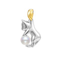 925 sterling silver clavicle chain necklace with cat pendant design in electroplated finish