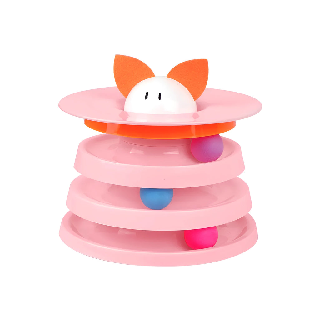 Rotating four-layer cat plate interactive educational toy in black, pink or purple for boredom relief