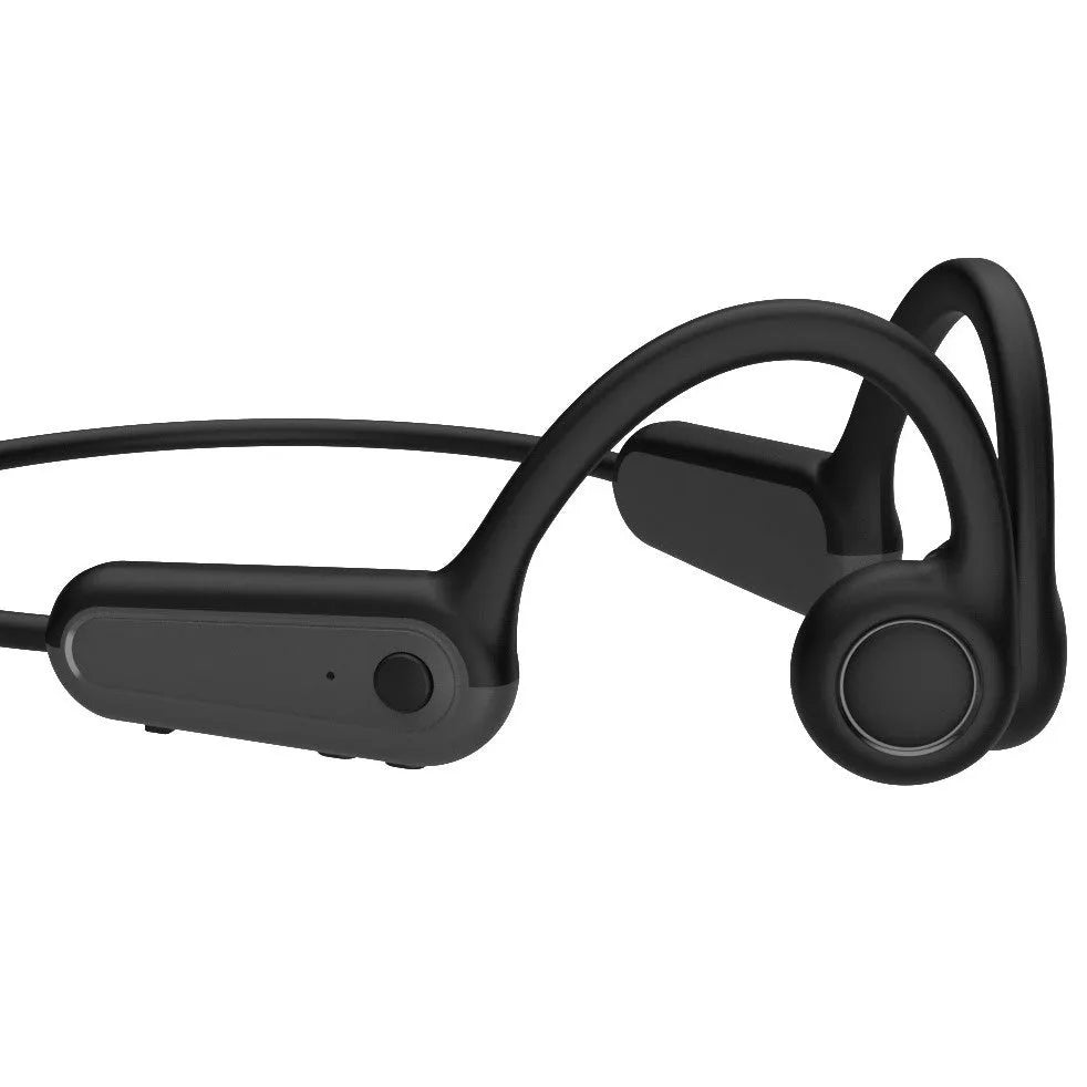 B8 bone conduction wireless Bluetooth headset in black, side view, non in-ear head-mounted design, PC ABS material