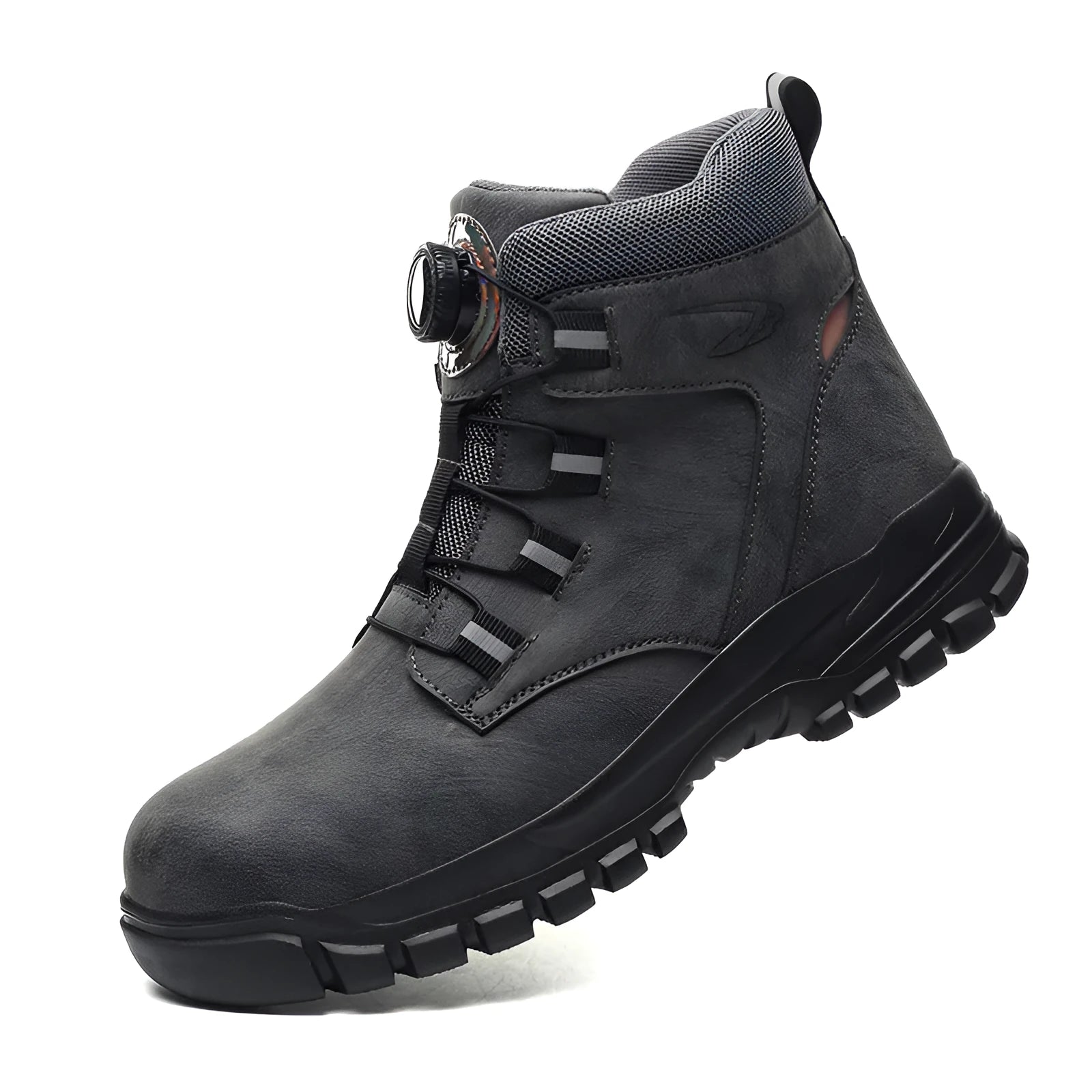 Leather safety shoes with steel toe cap protection in black, grey and yellow colour options