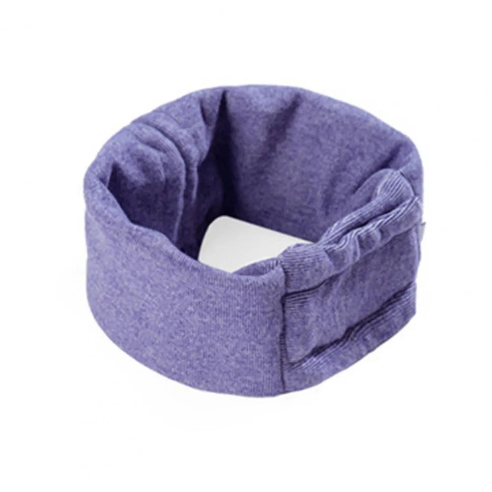 Polyester dog calming hoodie head wrap in black or purple colours with size options for noise reduction and hair management