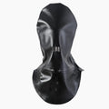 Black leather BDSM mask with adjustable strap for breathable adult training