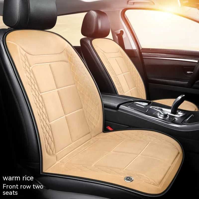 Car heating cushion with automatic temperature control in beige, black or coffee colours