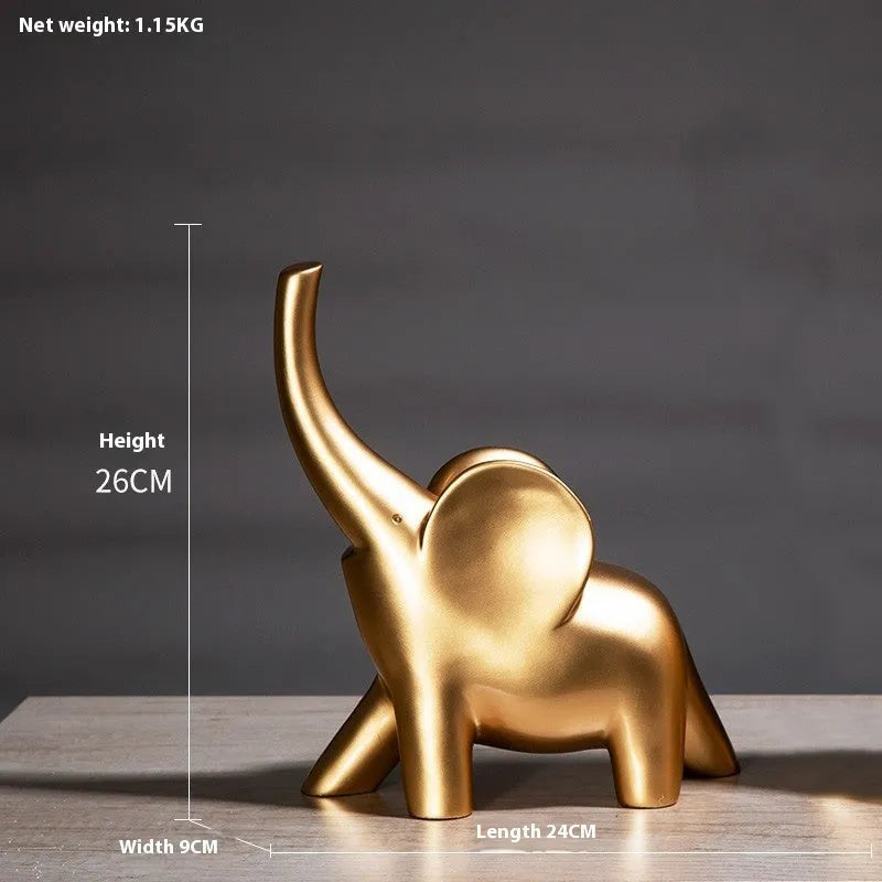 Modern resin and plastic elephant ornament in rose gold or white colour, available in large, small, or pair sizes.
