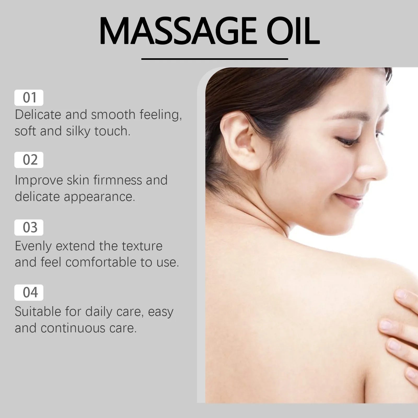 Moisturising massage oil 100ml with collagen and vitamin E, featuring natural botanical extracts
