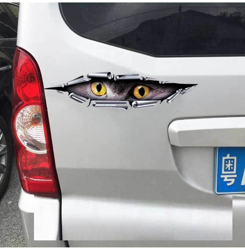3D tiger eye and eagle eye car bumper sticker on vehicle door, 10x35 cm PVC material