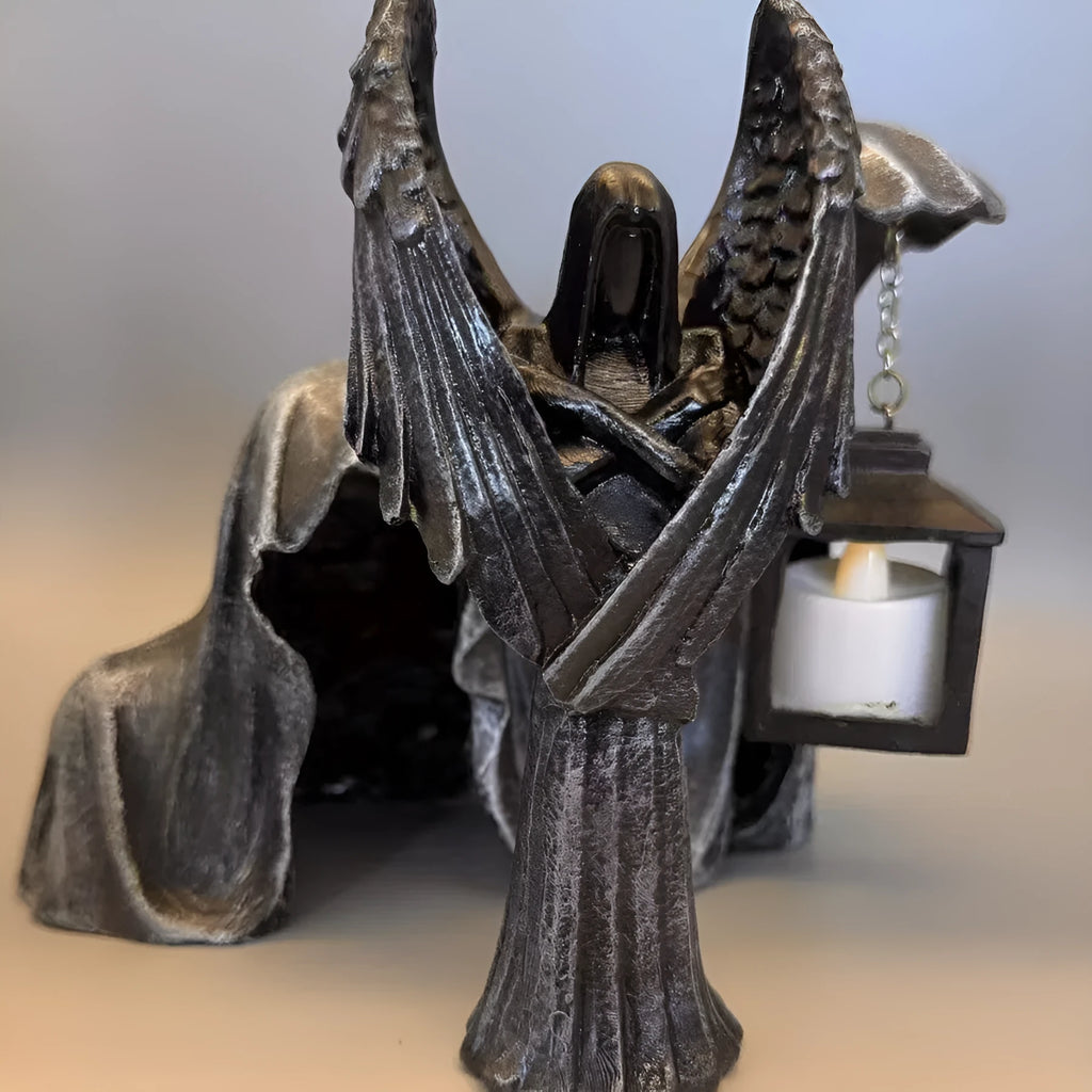 Dark angel statue resin ornament measuring 17cm tall on a display surface.