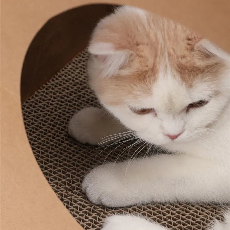 Brown washable kraft paper cat scratching board integrated with enclosed cat nest measuring 40x30x53 cm
