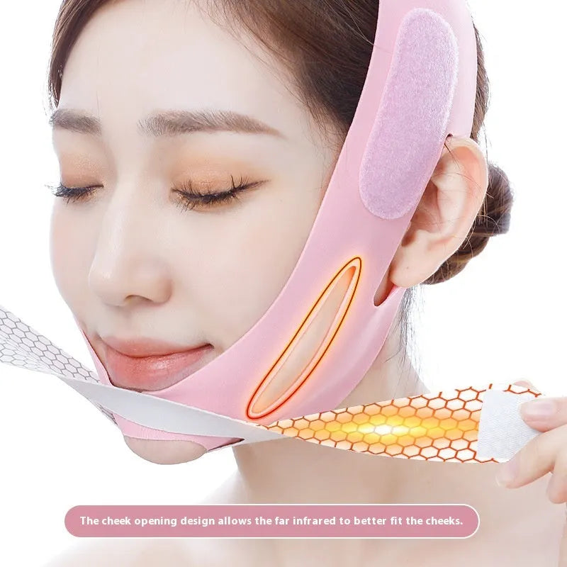 Elastic V face bandage facial support tool in black or pink colour options