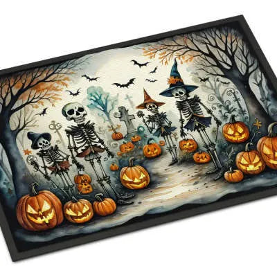 Black Halloween doormat with cartoon animation print, polyester fibre, 40x60cm
