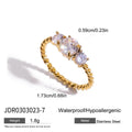 Stainless steel geometric zircon ring in European American style