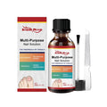 30ml bottle of nail care solution with tea tree oil and white willow bark alongside a nail file
