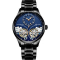Automatic men's watch with tourbillon and moon phase displays in titanium case