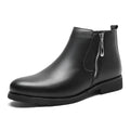 Men's black leather formal shoes, big sizes 38-44, business-casual with rubber outsole and plush lining