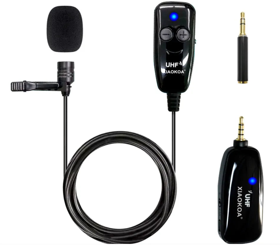 Black lavalier microphone with 3.5mm plug for mobile phones