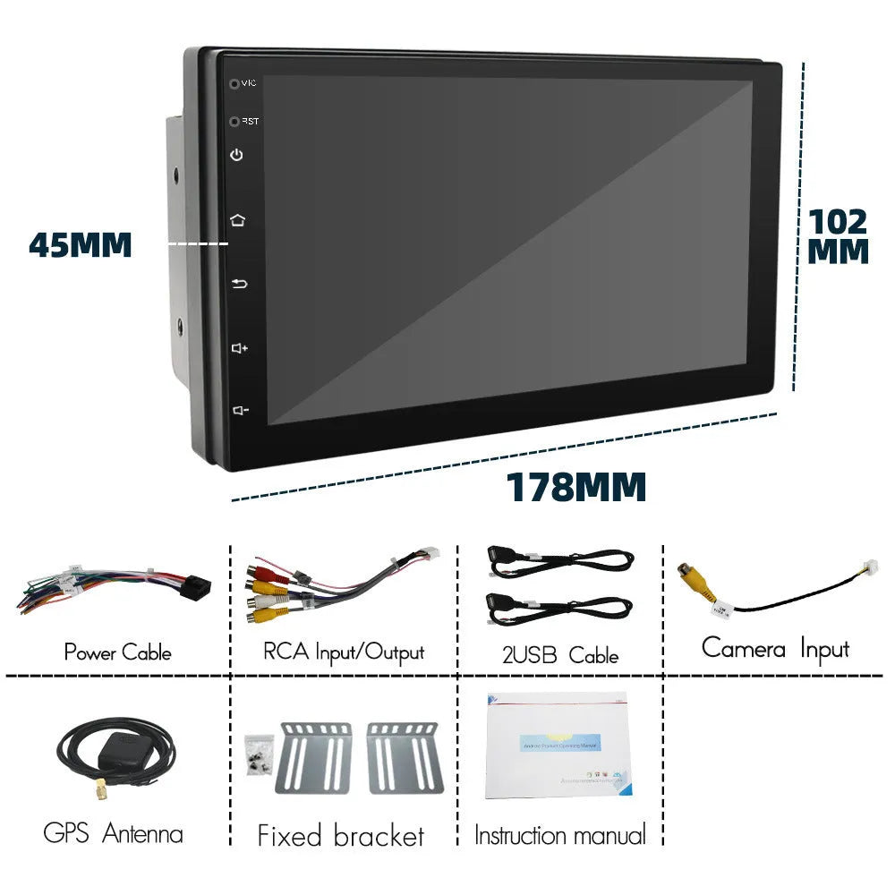 Black universal 7-inch Carplay Android Auto MP5 navigation radio for manual transmission vehicles
