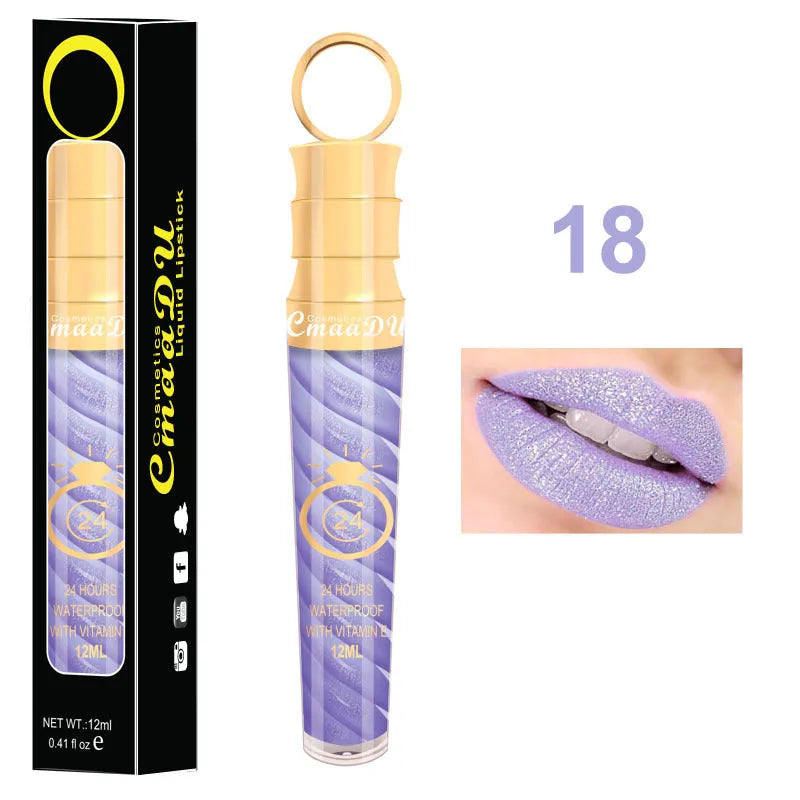 Matte lip gloss 12ml non-stick cup liquid lipstick in metal pearl finish with 20 colour options