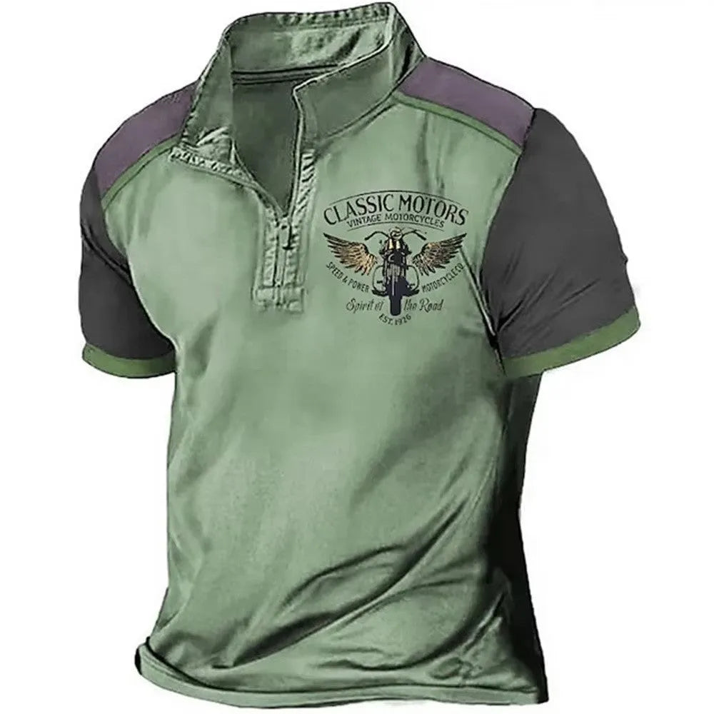 Men's loose fit golf polo shirt with 3D digital print on bird eye cloth fabric