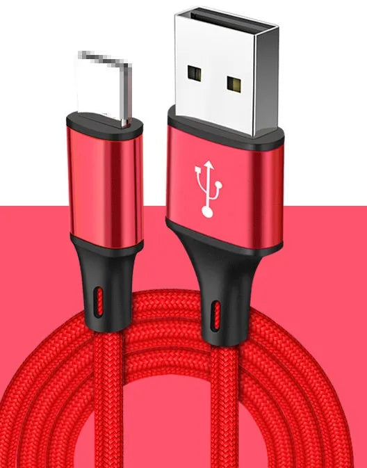 2 metre long mobile phone data cable in multiple colour options