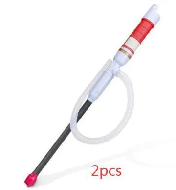 Manual hand pump siphon for fuel oil gasoline transfer in blue or red colours
