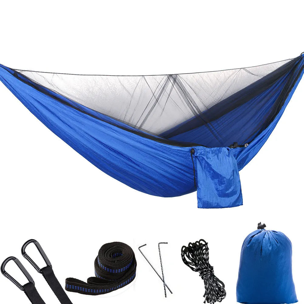 Anti-mosquito camping hammock in army green, nylon, 290x140cm, 200kg load