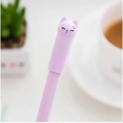 Cute pendulum cat gel pen with plastic shell and 0.5mm tip in multiple colour options