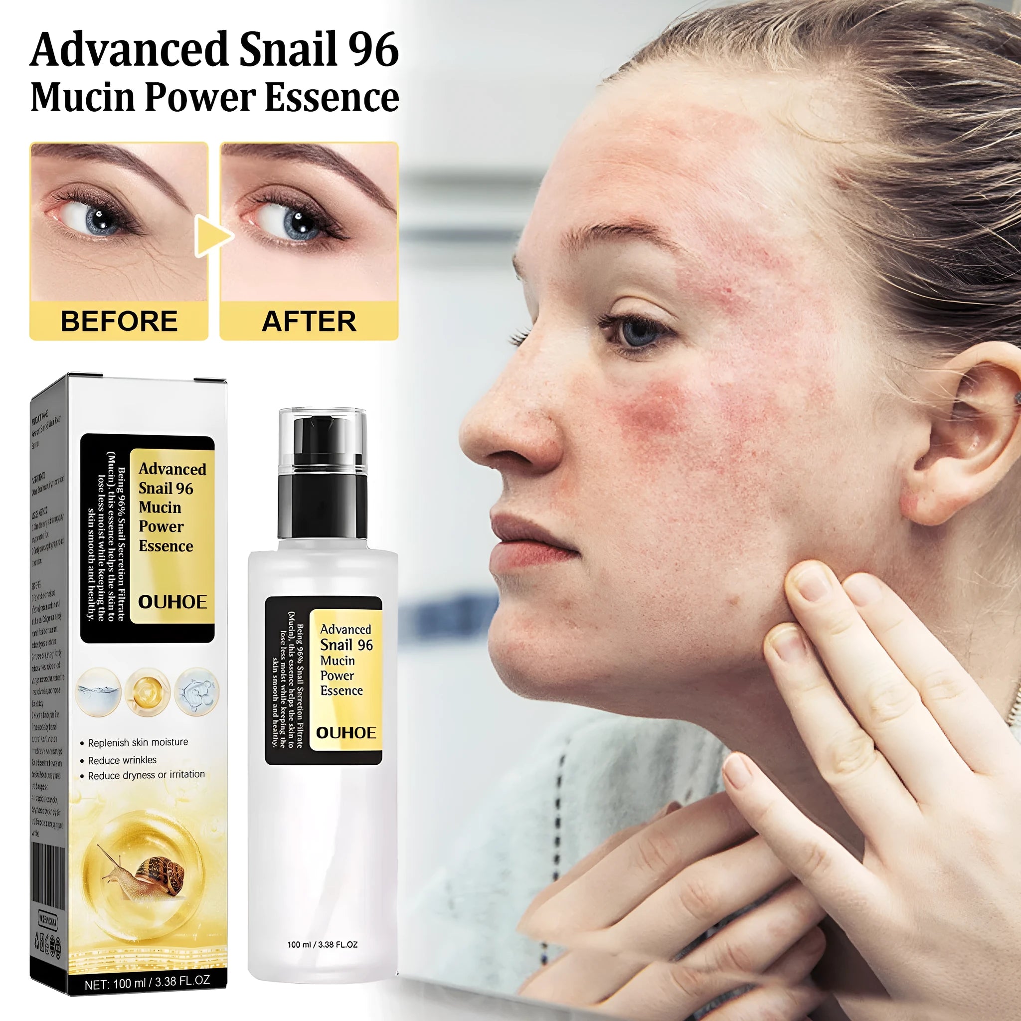 100ml bottle of snail serum collagen facial serum for hydrating and firming skin