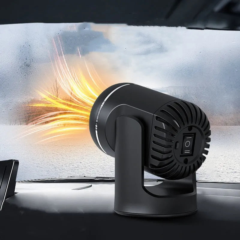 Black and white 12V car heater defroster with power cord for vehicle windscreen clearing