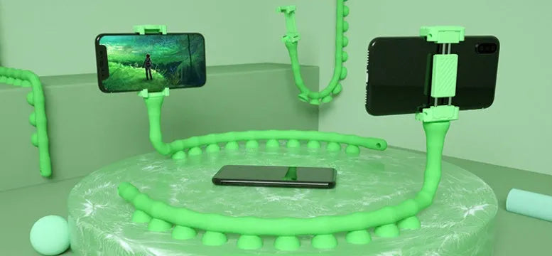 Black flexible rubber mobile phone holder extended to 62cm with 360-degree rotating head