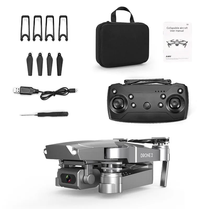 E68 quadcopter folding drone in red, with plastic body and quadcopter design