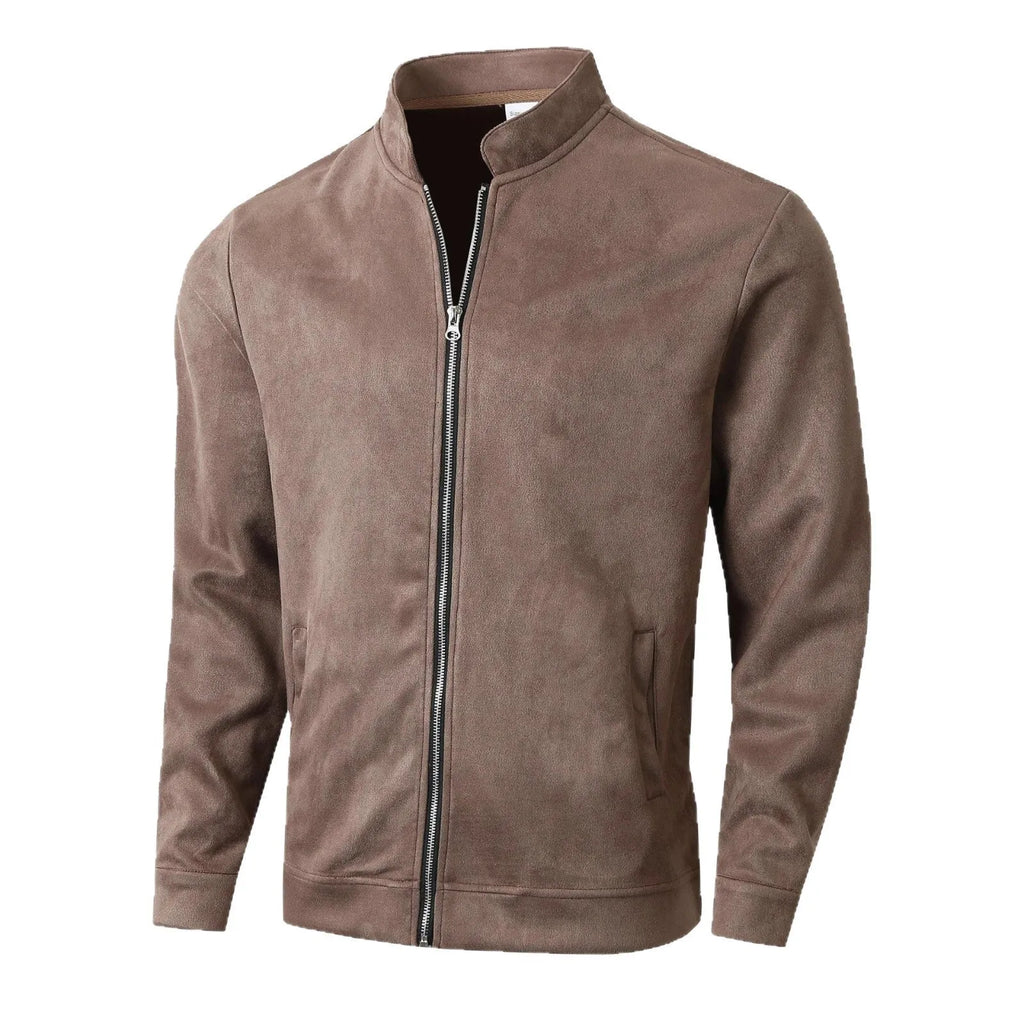 Men's slim fit stand collar jacket solid colour casual winter outerwear front view