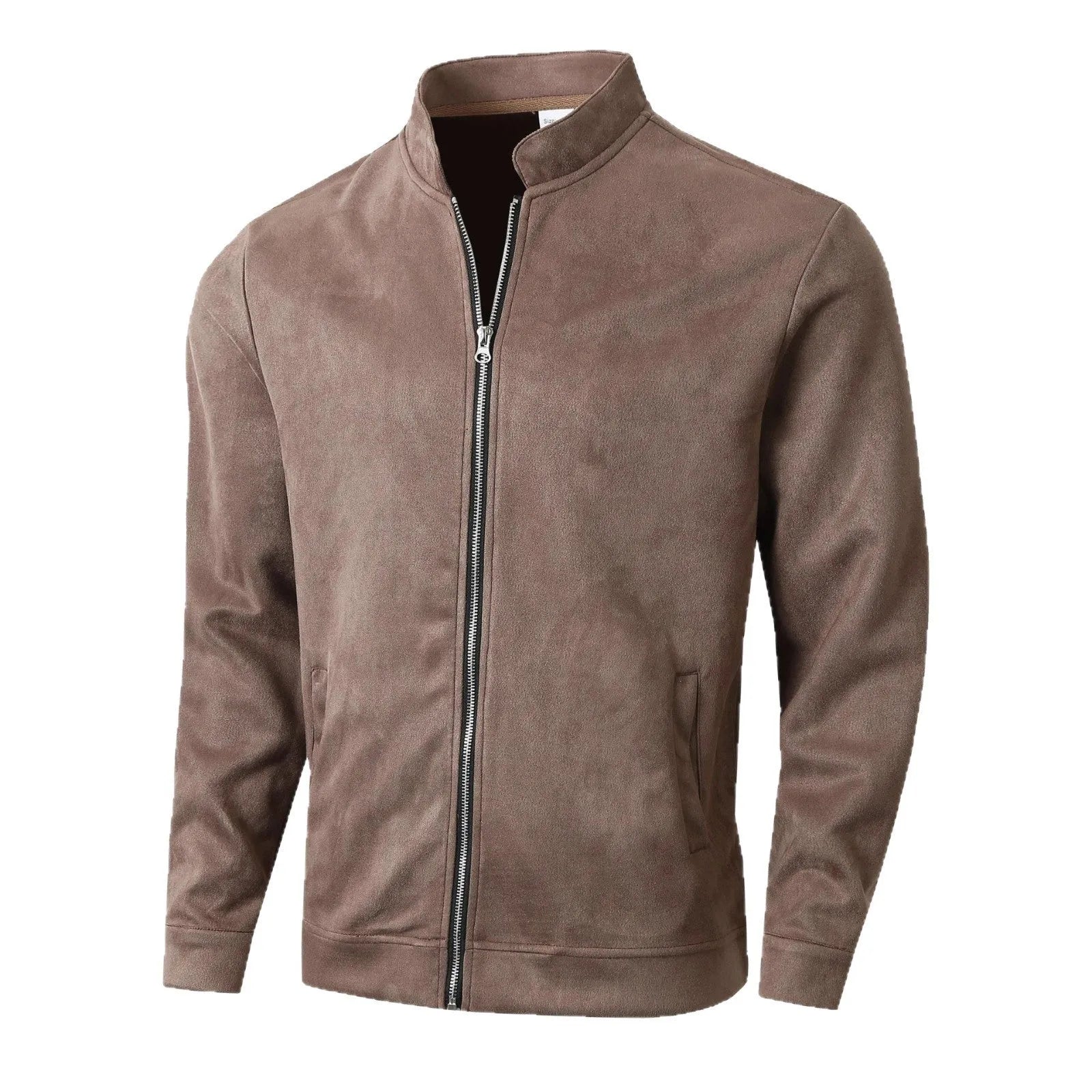 Men's slim fit stand collar jacket solid colour casual winter outerwear front view