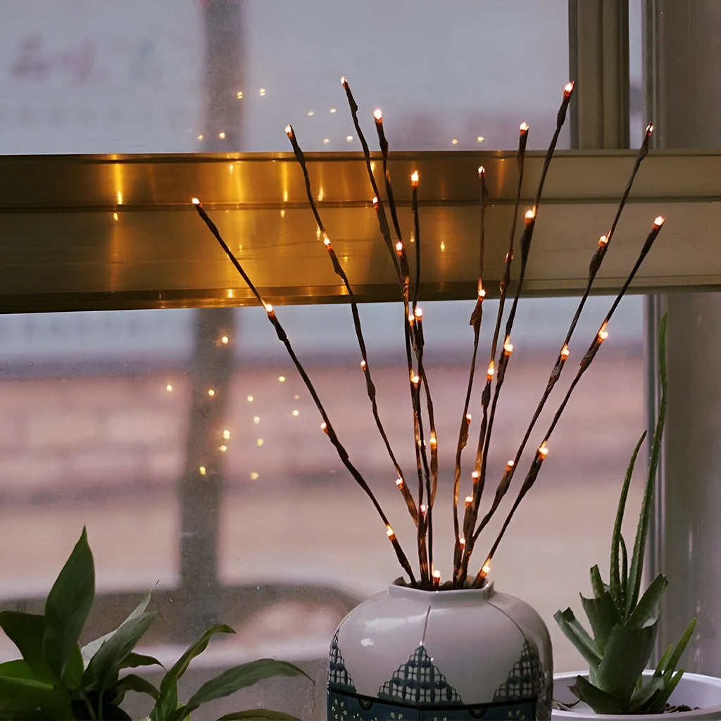 20 LED twig light string, 75cm, five branches, battery operated, for party wedding festival decoration
