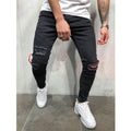 Men's casual low-waist flat-front canvas trousers in black with zip closure and pencil leg