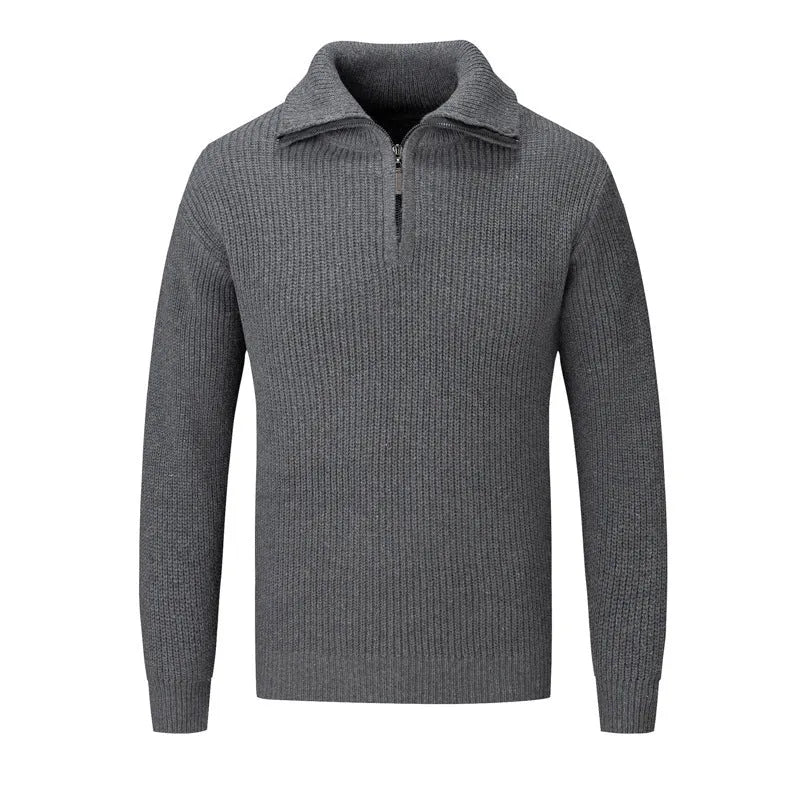 Men's slim fit solid colour pullover sweater in mixed fibre fabric