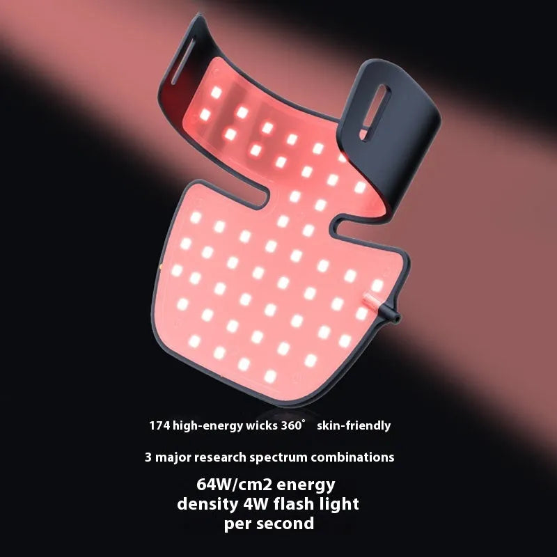 M01 Black infrared four-colour LED photon mask with neck care panel for home skincare.