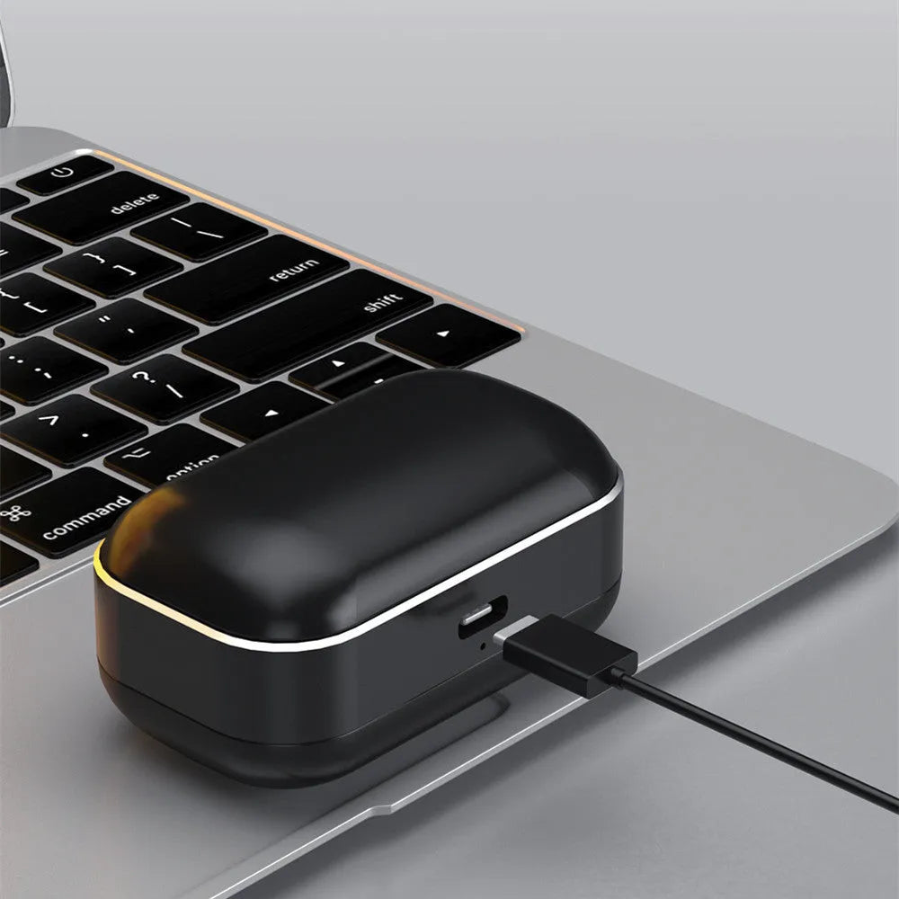 Black smart noise-reduction Bluetooth headset, invisible ear back, 16-channel hearing aid, in-ear, plastic and aluminium alloy