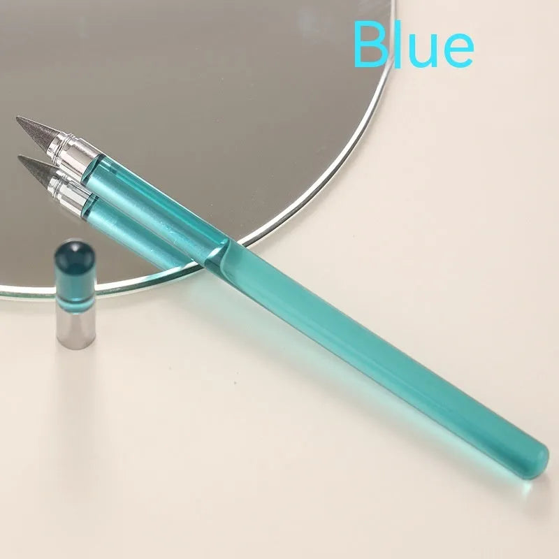 Transparent acrylic mechanical pencil with alloy tip showing coloured lead inside