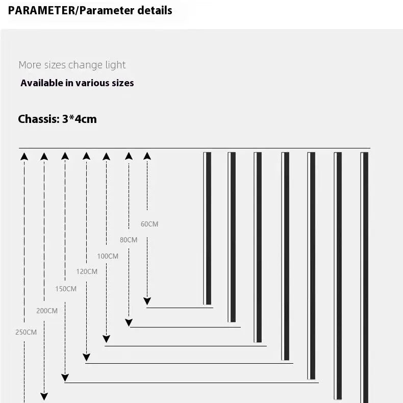80cm long black aluminium strip LED wall lamp with touch control for three light colours.