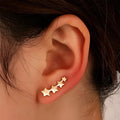 Copper leaf-shaped ear clips for women without pierced ears, KC Golden Star A-896 style