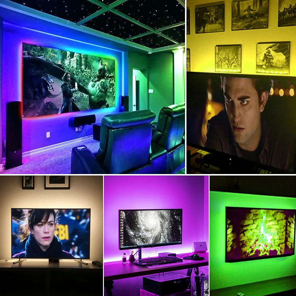 LED decorative strip lights with 30 beads per metre showing flexible design and adhesive backing