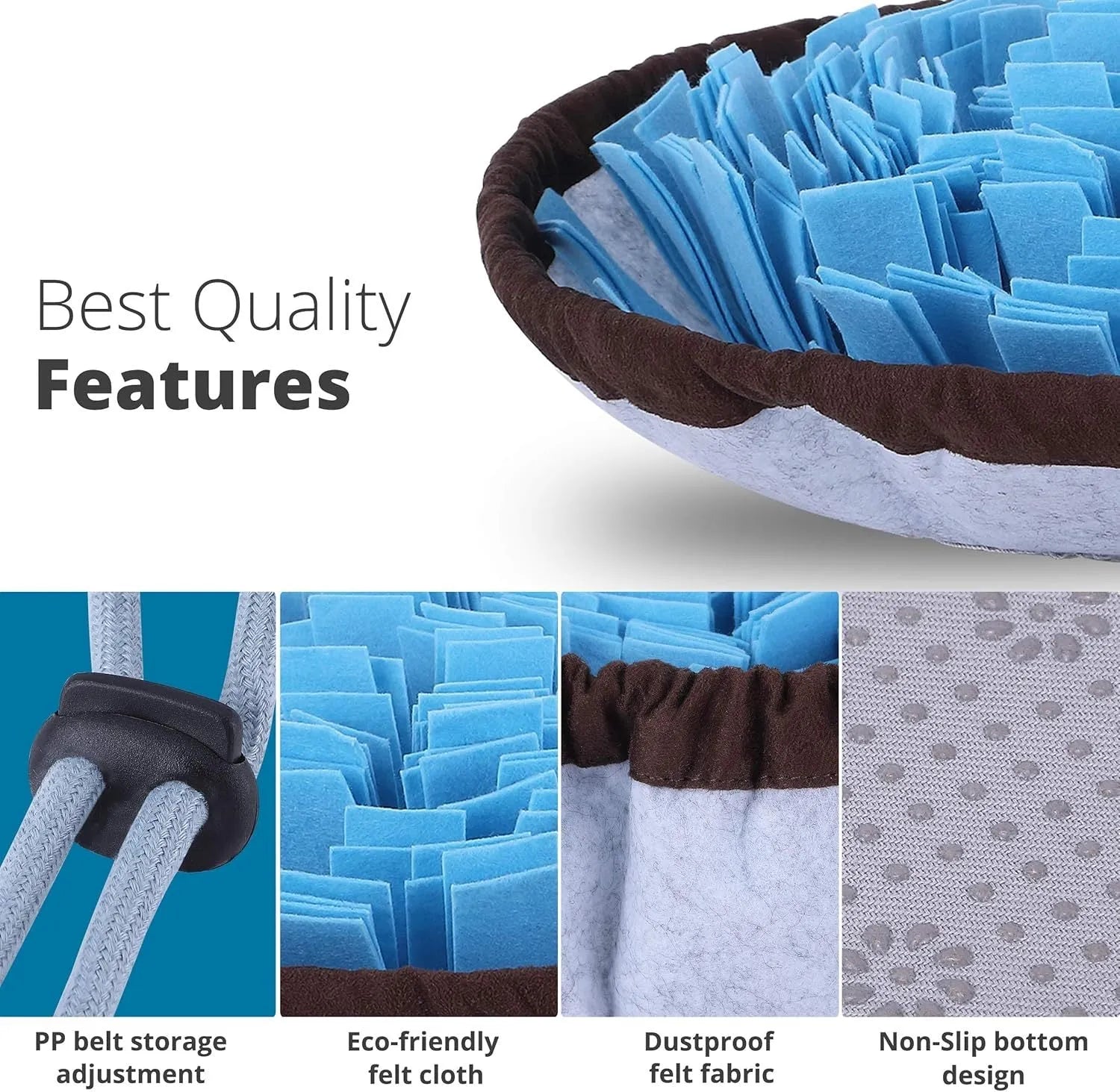 Adjustable blue and green dog snuffle mat for puzzle feeding and mental stimulation