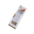 Set of six wooden-handle artist brushes with aluminium ferrules for watercolour and acrylic paint.