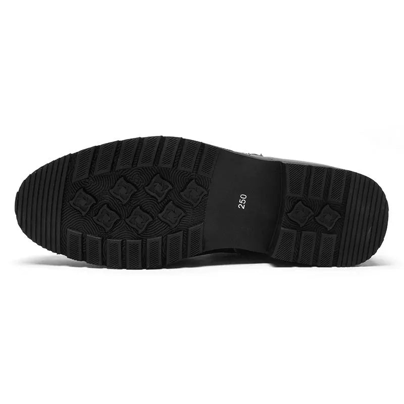 Men's black leather formal shoes, big sizes 38-44, business-casual with rubber outsole and plush lining