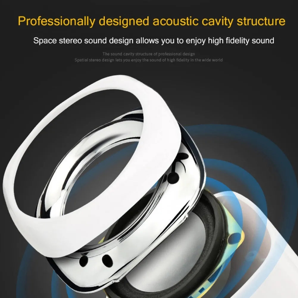 Compact black wired desktop speaker pair with 3.5mm plug measuring 7.2cm