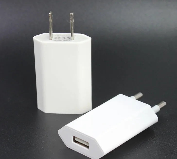 White USB travel charger and cable for iPhone and iPad charging
